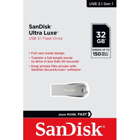 SanDisk Ultra Luxe 32GB USB 3.1 USB stick Sølv